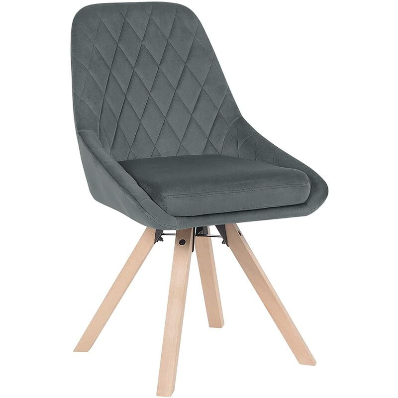 chaise pivotante de salle à manger. chaise de cuisine en velours. pieds en bois massif. gris foncé - gris foncé - woltu