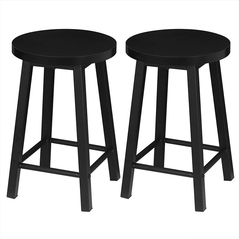 Lot de 2 Chaises de Salle à Manger Industrielle Chaises de Cuisine en métal et aggloméré, tabourets pour la Maison et Le Salon, Noir - Woltu
