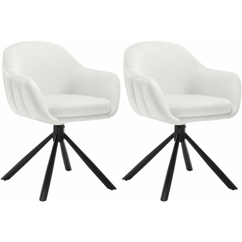 Woltu - Lot de 2 Chaises Salle à Manger Pivotante à 360° en Velours, Pieds en Métal, Chaise de Cuisine avec Dossier et Accoudoirs, Chaise