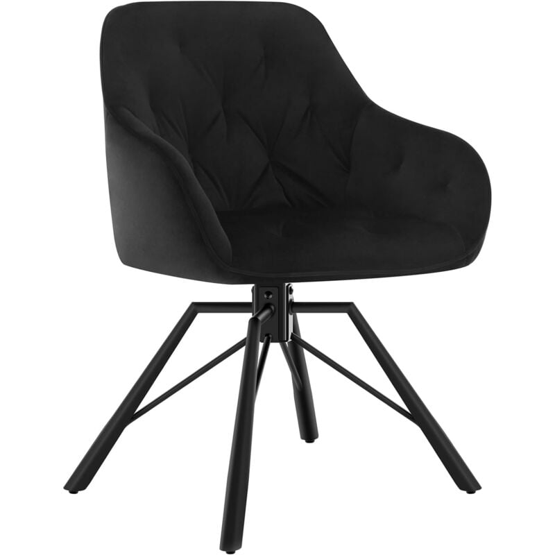 Woltu - Chaise Salle à Manger Pivotante, Chaise Cuisine en Velours + Métal, Chaise à Haut Dossier, Chaise Scandinave, Noir