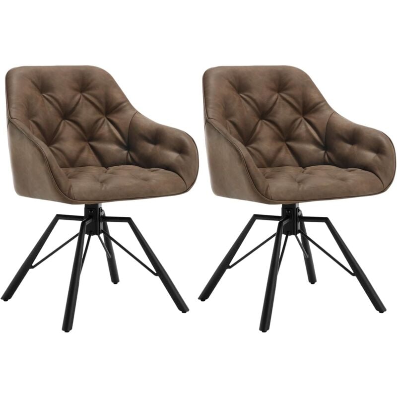 Woltu - Lot de 2 Chaises Salle à Manger Pivotante, Chaises de Cuisine en pu + Métal, Chaises à Haut Dossier, Chaises Scandinave, Marron