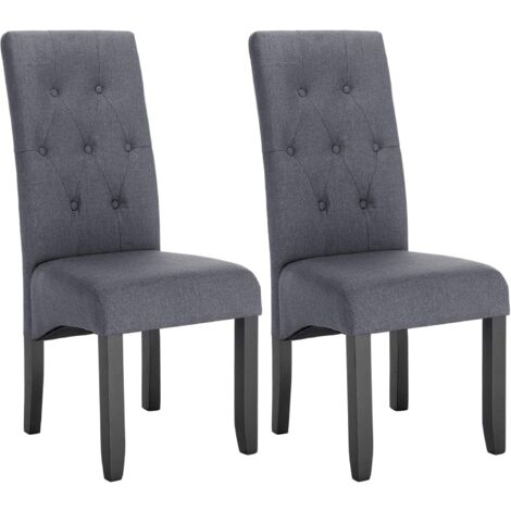Woltu – Lot de 2 chaises scandinaves en lin et bois massif – Confort optimal avec dossier rembourré – Dimensions 47 x 42 x 107 cm – Gris foncé