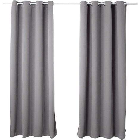 WOLTU Lot de 2 Rideaux occultant à Oeillets, Rideau Isolant intérieur 135x245cm, Gris Foncé VH5877dg-2