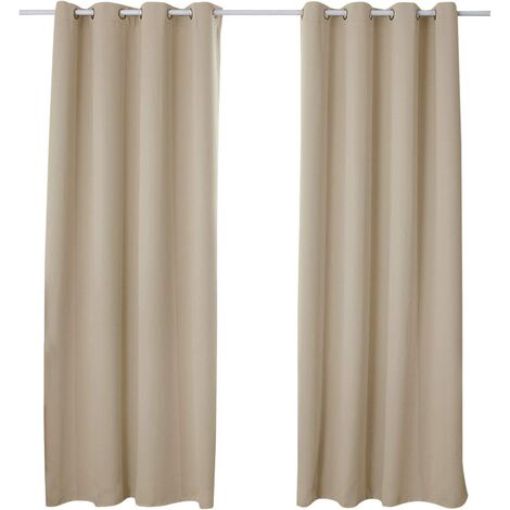 WOLTU Lot de 2 Rideaux occultant à Oeillets, Rideau Isolant intérieur 135x245cm, Sable VH5877sd-2