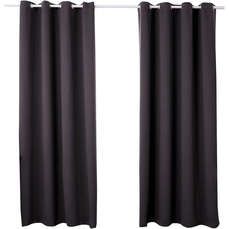 Woltu - Lot de 2 Rideaux occultant à Oeillets, Rideau Isolant intérieur 135x245cm, Anthracite VH5877an-2