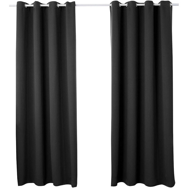 Woltu - Lot de 2 Rideaux occultant à Oeillets, Rideau Isolant intérieur 135x245cm, Noir