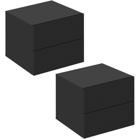 Woltu – Lot de 2 tables de nuit flottantes avec 2 tiroirs – Dimensions 30 x 40 x 30 cm – Panneaux de particules 15 mm – Design minimaliste noir