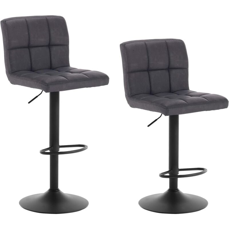 Woltu - Lot de 2 Tabourets de bar en similicuir et acier avec dossier 44x38x114cm Anthracite