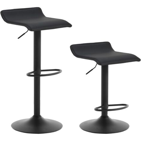 Woltu – Lot de 2 tabourets de bar réglables en hauteur – Similicuir noir – Hauteur 62-84 cm – Rotatif 360° – Charge 100 kg