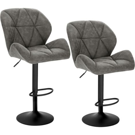 Woltu – Lot de 2 tabourets de bar réglables en hauteur – Siège rembourré en similicuir – Pied en métal – Hauteur 60-82 cm – Pour bar, cuisine, bureau