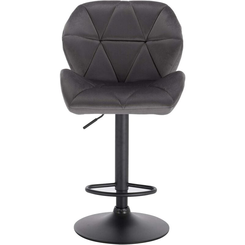 Tabouret de Bar réglable en Hauteur Woltu Chaise Haute pour Bar avec Dossier siège rembouré en Velours Pied en métal, Gris Foncé