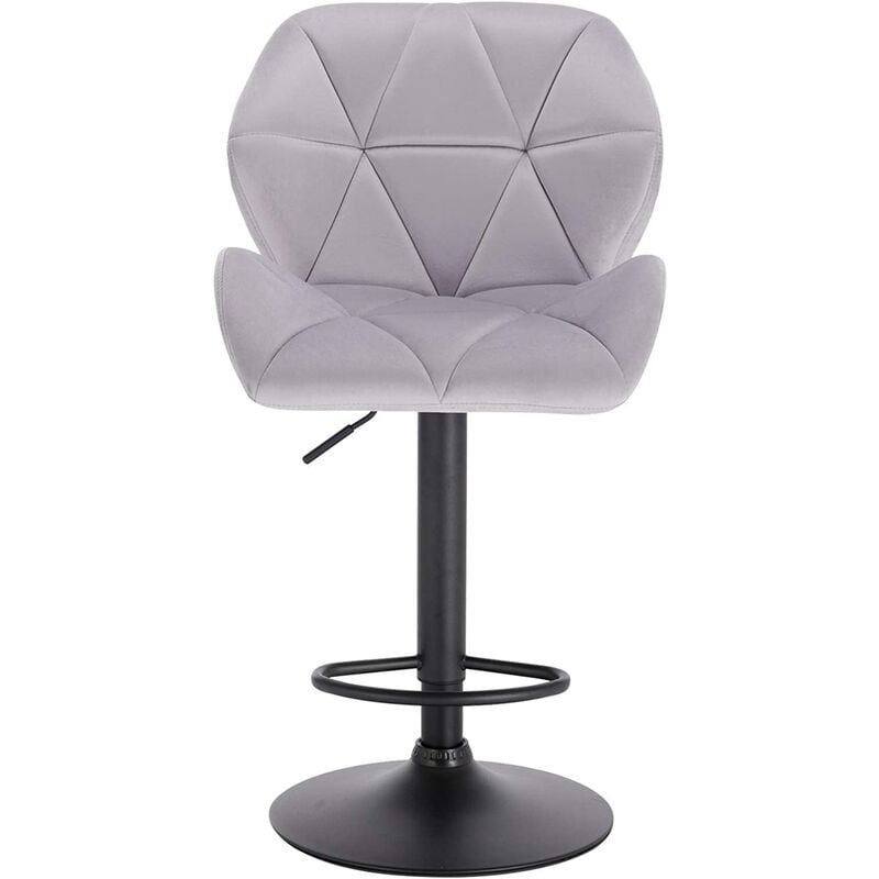 Woltu - Tabouret de Bar réglable en Hauteur Chaise Haute pour Bar avec Dossier siège rembouré en Velours Pied en métal, Gris Clair
