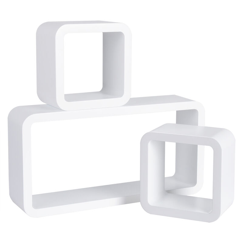 Woltu - tagère murale en mdf pour livres/CD/DVD, Étagère de bonsaï, Étagère de mini-petit pot, lot de 3, Blanc