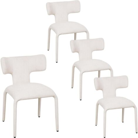 WOLTU Lot de 4 Chaise de Salle à Manger, Chaise de Cuisine en Lin Coloré, Siège et Dossier Rembourrés, Beige