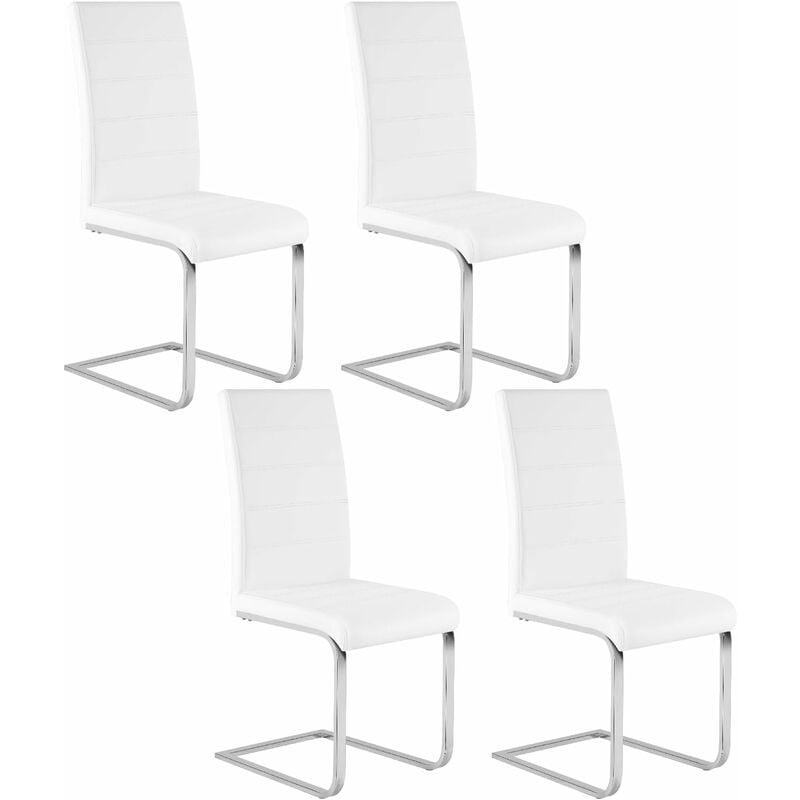 Lot de 4 Chaises Salle à Manger WOLTU, Chaise Cantilever en Similicuir, Doux et confortable, Blanc