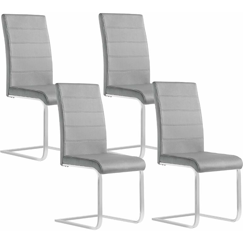 Lot de 4 Chaises Salle à Manger WOLTU, Chaise Cantilever en Velours, Doux et confortable, Gris Foncé