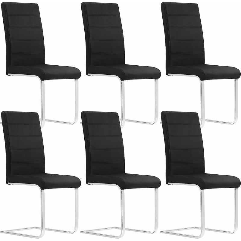 Woltu - Lot de 6 Chaises Salle à Manger Chaise Cantilever en Velours, Doux et confortable, Noir