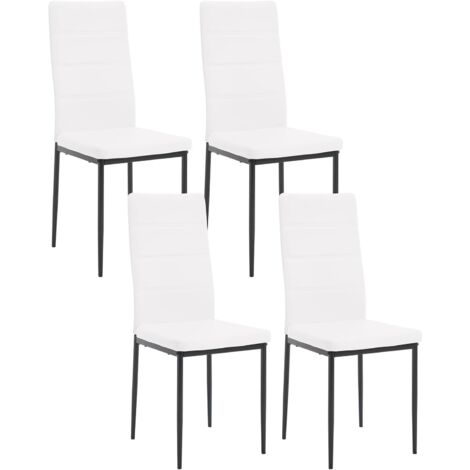 WOLTU Lot de 4 Chaise Salle à Manger en Similicuir + Métal, Chaise Cuisine Moderne, pour Salon, Cuisine, Salle à Manger, Blanc