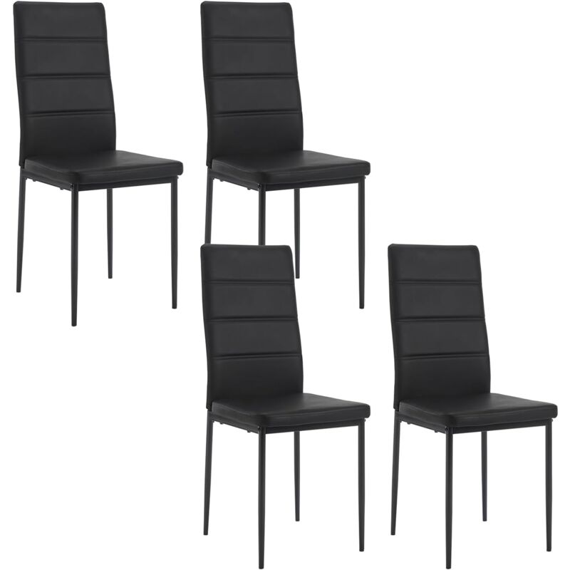 Woltu - Lot de 4 Chaise Salle à Manger en Similicuir + Métal, Chaise Cuisine Moderne, pour Salon, Cuisine, Salle à Manger, Noir