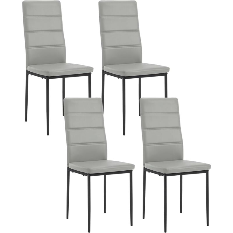 Woltu - Lot de 4 Chaise Salle à Manger en Similicuir + Métal, Chaise Cuisine Moderne, pour Salon, Cuisine, Salle à Manger, Gris
