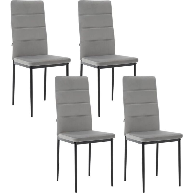 Woltu - Lot de 4 Chaise Salle à Manger en Velours + Métal, Chaise Cuisine Design Moderne, pour Salon, Cuisine, Salle à Manger, Gris foncé