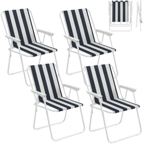 WOLTU Lot de 4 Chaises de Camping Pliante avec Accoudoirs, Chaise Pliable Légère pour l'Extérieur, pour Camping Plage Jardin Terrasse, Blanc+Bleu