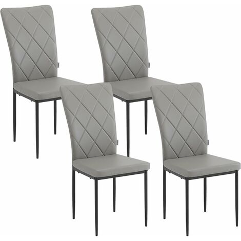 Woltu – Lot de 4 chaises de salle à manger en faux cuir et métal – Dossier haut incurvé – Capacité 120 kg – Dimensions 42x59x95.5cm – Gris