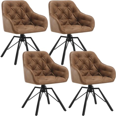 WOLTU Lot de 4 Chaises Salle à Manger Pivotante, Chaises de Cuisine en PU + Métal, Chaises à Haut Dossier, Chaises Scandinave, Marron Clair