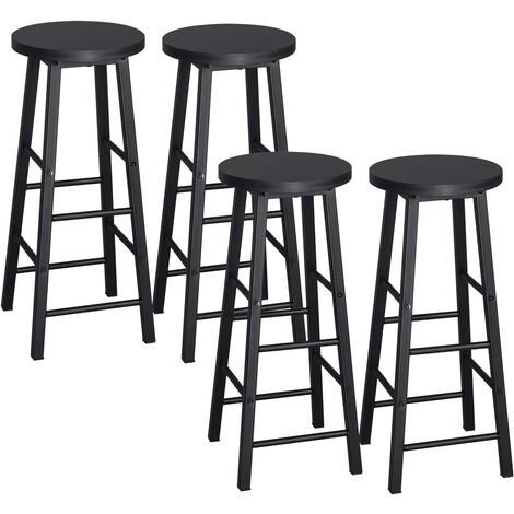 Woltu – Lot de 4 tabourets de bar en métal et MDF – Hauteur d'assise 71 cm – Antidérapants et faciles à assembler – Style industriel moderne