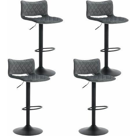 WOLTU Lot de 4 Tabourets de Bar Pivotants, Réglable en Hauteur, Chaise de Salle à Manger en Velours, Gris foncé