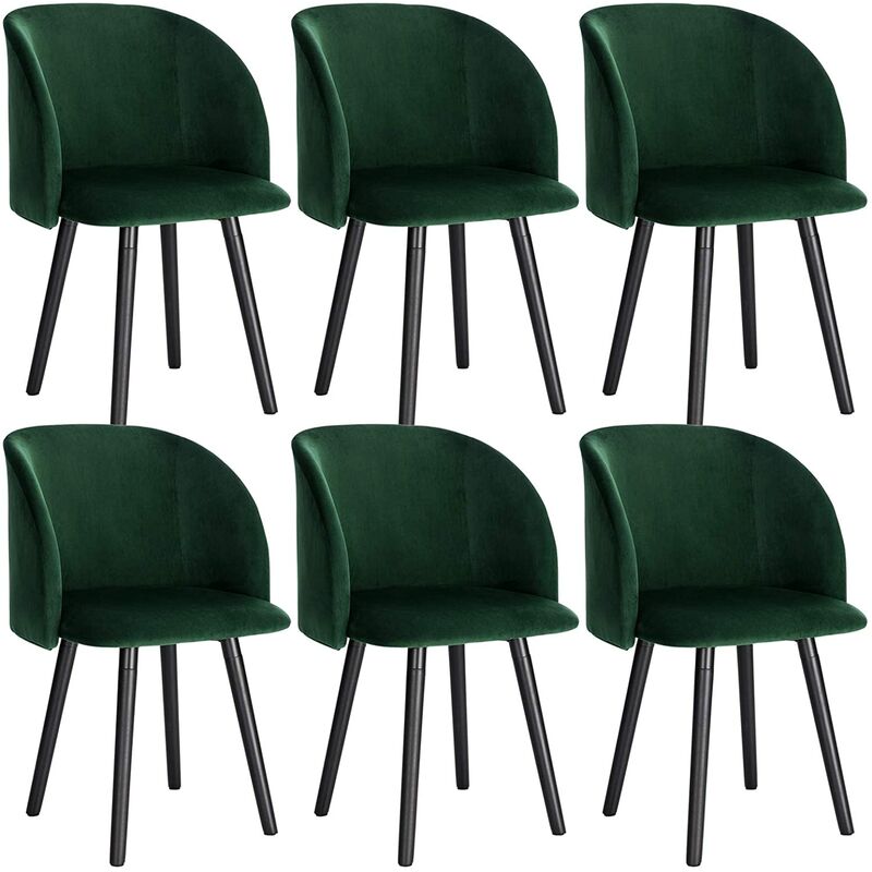 lot de 6 chaise de cuisine en velours. fauteuil de repas salle à manger.scandinave. vert foncé - vert foncé - woltu