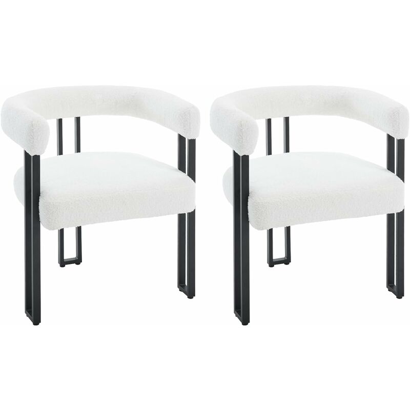 Woltu - Lot de 2 Chaises de Salle à Manger en Chenille + Métal, Chaise Cuisine, Chaise Salon, Fauteuil Chambre, Chaise Moderne, Crème