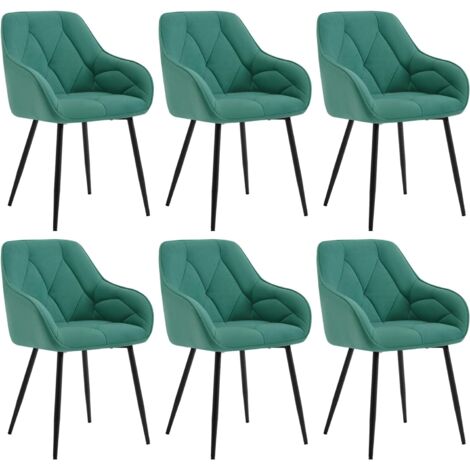 Woltu – Lot de 6 chaises de salle à manger en velours et métal – Chaise ergonomique pour salon, bureau, coiffeuse – Vert turc – Dimensions 56x53x83.5cm