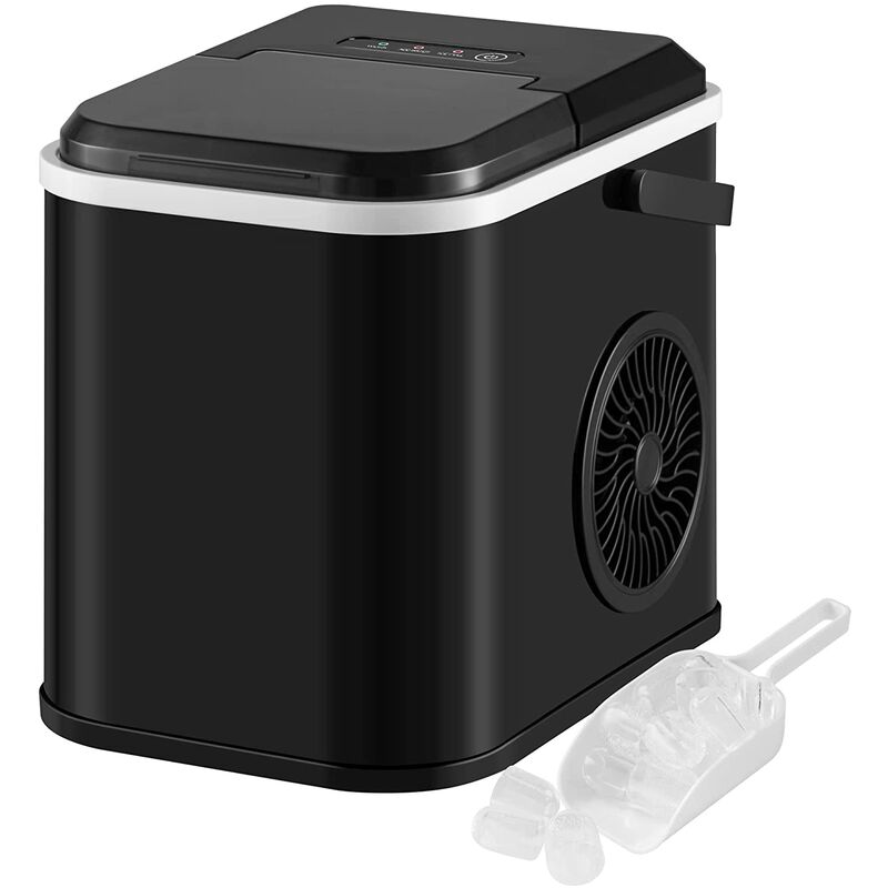 Woltu - Machine à Glaçons, 8 Glaçons par 9 min, Ice Maker Portable, Alerte de Manque d'Eau, avec Fonction d'Autonettoyage, Noir