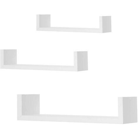 WOLTU Mensola a Parete Mensola da Muro 3 Pezzi CD/Dvd Scaffali da Parete in MDF Bianco