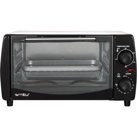 WOLTU Mini Horno Eléctrico Horno Sobremesa Pequeño Capacidad 12 L Potencia 800 W Temporizador 30' Temperatura Ajustable branco preto BF10wsz