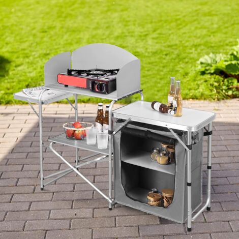 WOLTU Mobile Cucina da Campeggio Tavolo Pieghevole da Giardino Armadio da Campeggio