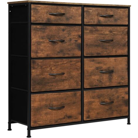 WOLTU Modern 8 Fabric Drawer Chest of Drawers Rustic Brown + Black