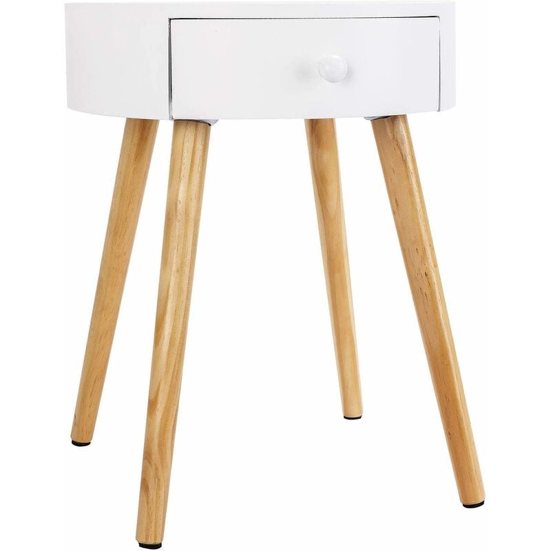 Modern Bedside Table Cabinet w/ Drawer Shelf Storage End Side Night Stand White - Woltu