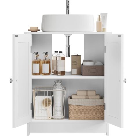 WOLTU Mueble de Baño Mueble Mueble de 2 Puertas en MDF Blanco