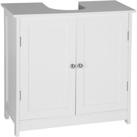 WOLTU Mueble para Debajo del Lavabo Madera 2 Puertas para Cuarto de Baño 60x60x30cm Blanco