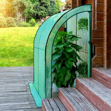 WOLTU Outdoor Walk-In Lean to Wall Tunnel Greenhouse 200x100x210cm Green