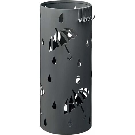 Paragüero de metal color gris con plato de plástico 15,50 X 15,50 X 49,00  cm