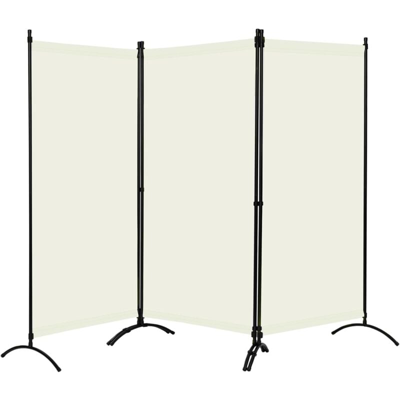 Woltu - Paravent, 255x182 cm, Séparation de pièce, Protection visuelle, Autonome, Paravent en 3 Parties avec Cadre métallique et support , Crème