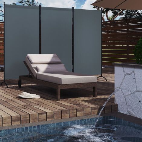 WOLTU Paravent 3 Teilig, 255x182 cm Raumteiler freistehend, Trennwand Balkon Sichtschutz Stellwand Faltbar, Stellwand Sichtschutzwand innen outdoor, Dunkelgrau