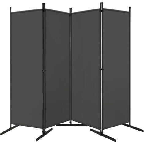 WOLTU Paravento da Interno e da Esterno. Divisorio per Ambienti Pieghevole con 4 Pezzi. Parete Divisoria in Tessuto Poliestere. Protezione Privacy. 223x177cm. Grigio Scuro