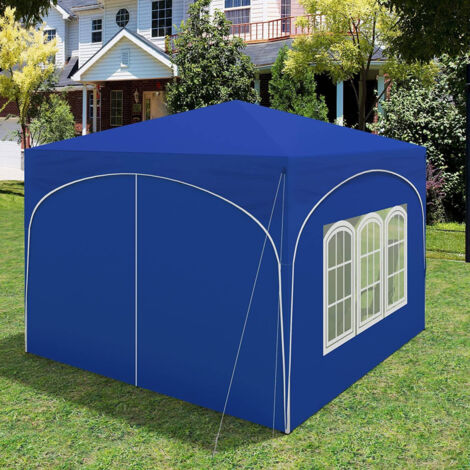 WOLTU Pavillon, Faltpavillon 3x3 m, mit 4 Seitenwänden, Partyzelt wasserabweisend UV-Schutz 50+, höhenverstellbarer Gartenpavillon, mit Tragetasche, für Outdoor Garten Camping blau