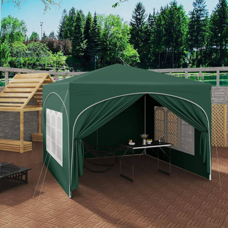 WOLTU Pavillon, Faltpavillon 3x3 m, mit 4 Seitenwänden, Partyzelt wasserabweisend UV-Schutz 50+, höhenverstellbarer Gartenpavillon, mit Tragetasche, für Outdoor Garten Camping grün