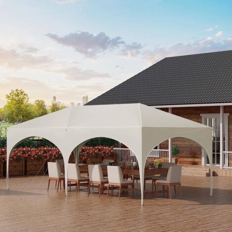 WOLTU Pavillon, Faltpavillon 3x6 m, mit 6 Seitenwänden, Partyzelt wasserabweisend UV-Schutz 50+, höhenverstellbarer Gartenpavillon, mit Tragetasche, für Outdoor Garten Camping Beige