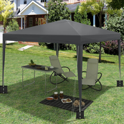 WOLTU Pavillon mit 4 Sandsäcke, 3x3m Faltpavillon Gartenpavillon höhenverstellbar, mit Tragetasche, wasserfest stabil UV-Schutz, Pop Up Partyzelt Outdoor, Anthrazit